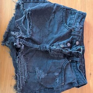 wild fable Black Distressed High-Rise Denim Shorts